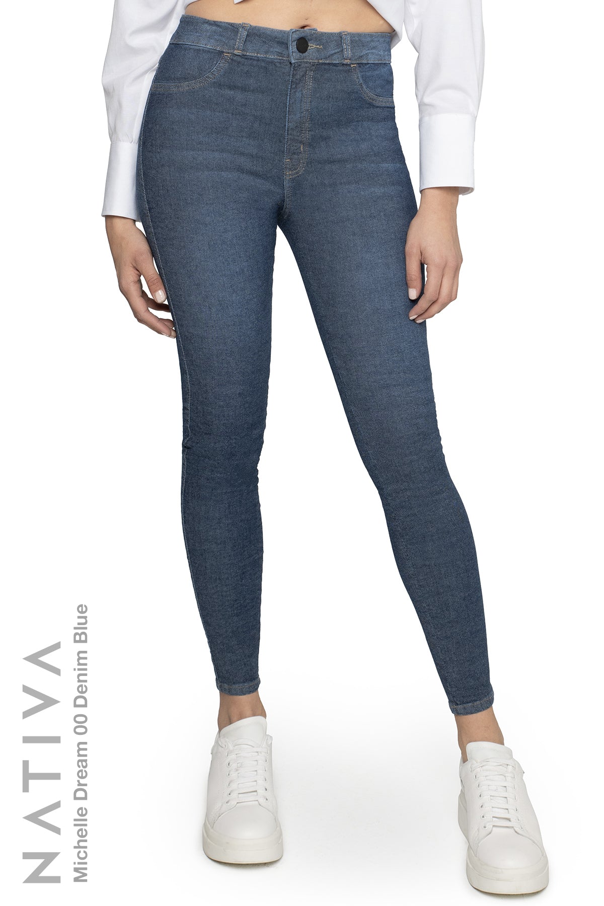 NATIVA, STRETCH JEANS. MICHELLE DREAM 00 DENIM BLUE, High Shaping Capacity, Ultra Comfy, 24-Hour Wear, Hi-Rise Super Skinny Jeans