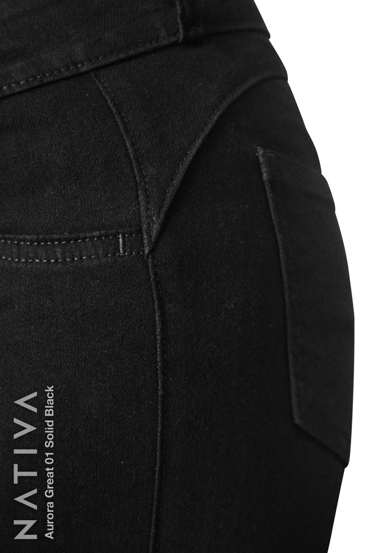 NATIVA, STRETCH JEANS. AURORA GREAT 01 BLACK, High Shaping Capacity, All-Season Wear, Mid-Waisted Super Skinny Jeans