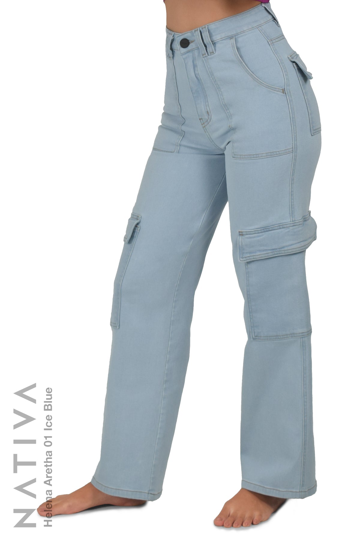 Buy MADAME Ice Blue Straight Fit Full Length Length Denim Womens