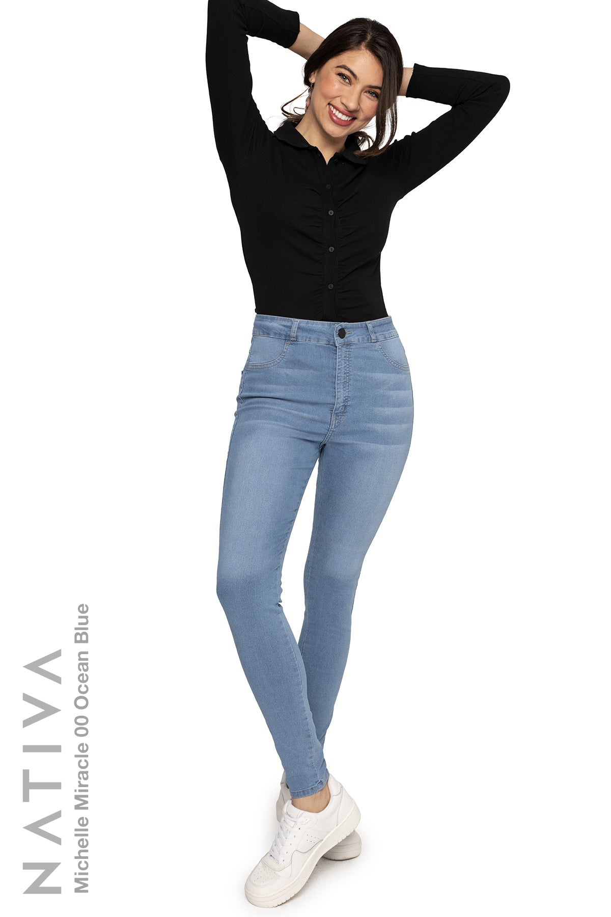 MICHELLE JEANS. NATIVA, Ca Shaping High STRETCH 00 MIRACLE BLUE, OCEAN